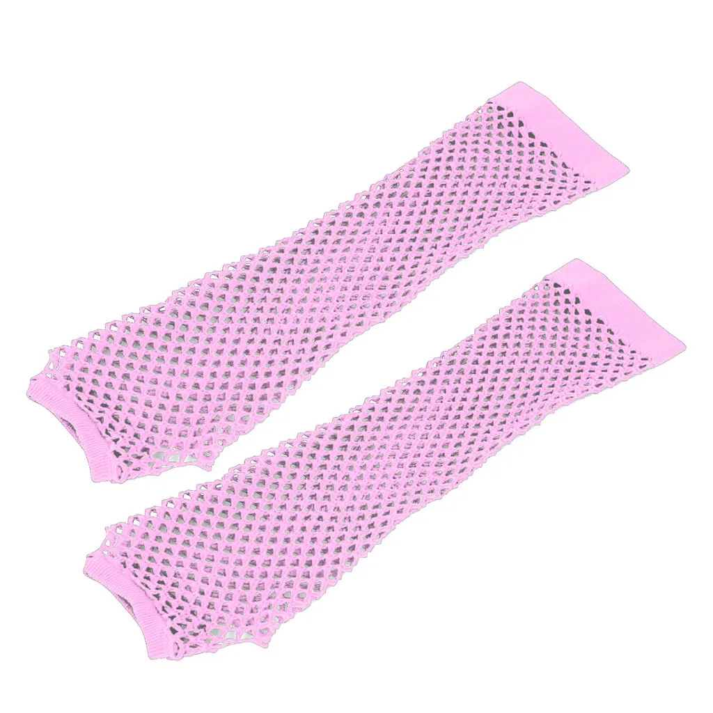 Feitong зимние теплые перчатки новые женские модные длинные сетчатые без пальцев Вечерние перчатки#25918 - Цвет: Pink
