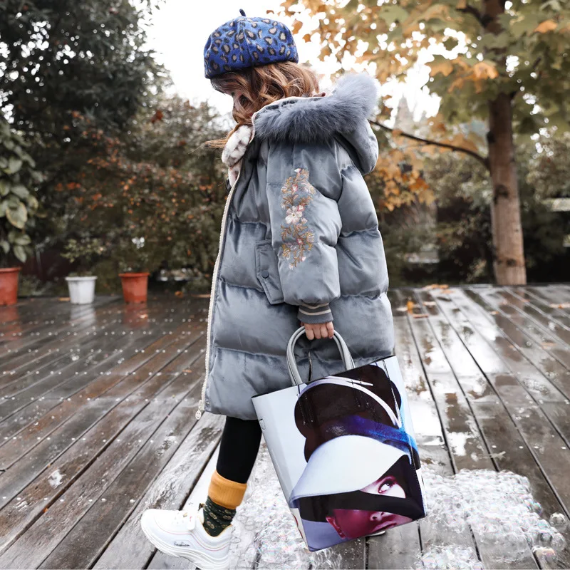 

2019 New Style Korean-style Cotton-padded Children Clothes Girls Winter Cotton-padded Jacket Big Boy Children Thick Gold Velvet