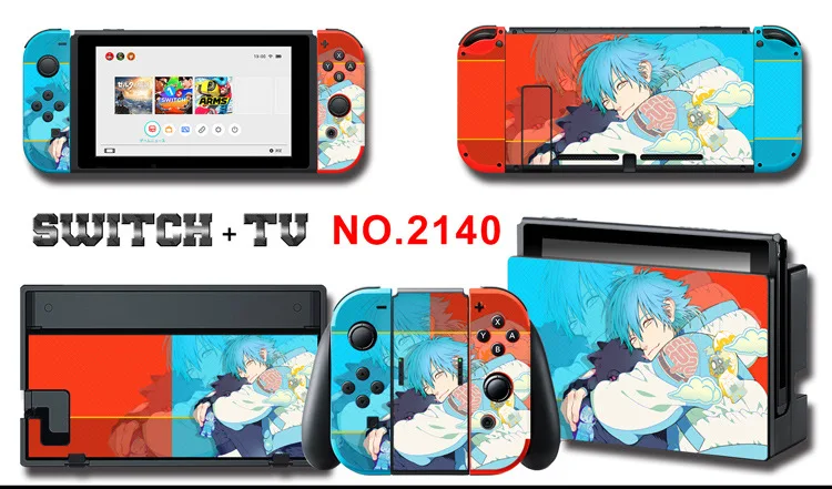 1set New Cute Anime Full Body Sticker for NS Switch Protective Cover Skin Colorful Art for Game Console Joy-Con Controller Decor