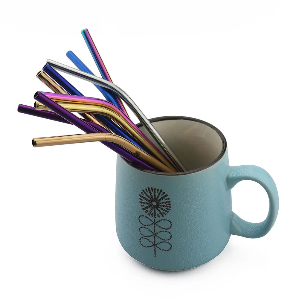 1/4/8pcs Metal Straw Set Reusable Straw 304 Stainless Steel Drinking with Brush Eco-Friendly Pink For Mugs 20/30oz drinking straws metal straw set straw cleaner brush