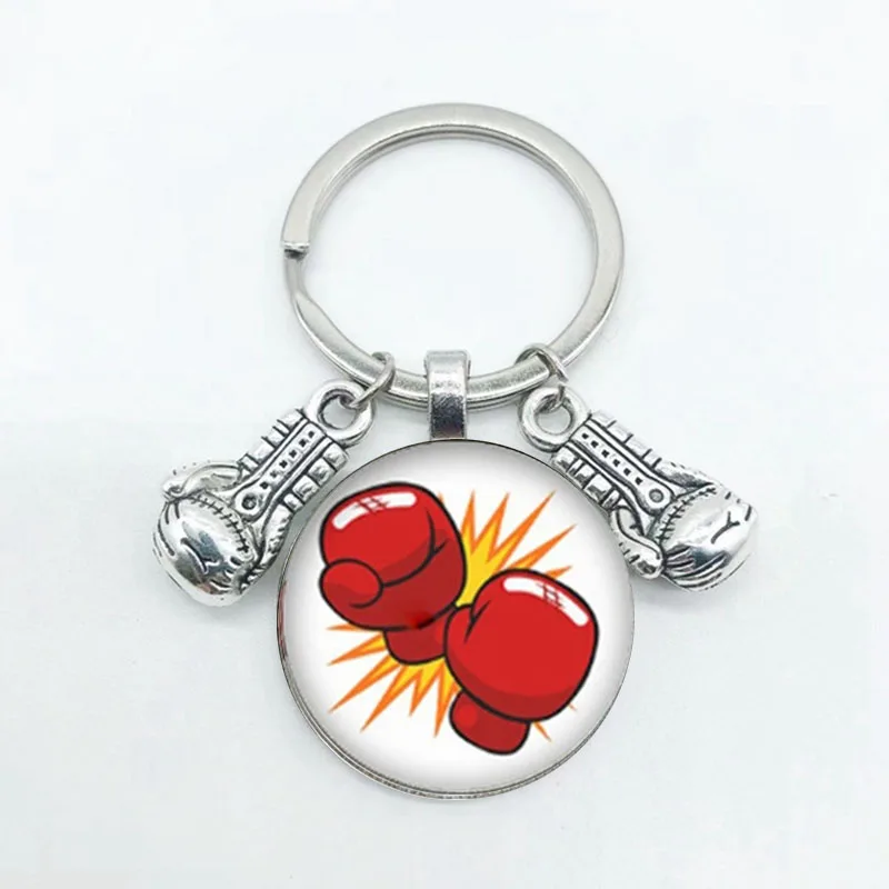 New Fashion Glass Cabochon Key Chain Boxing Glove Pendant Lobster Buckle DIY Men And Women Car Gift | Украшения и аксессуары