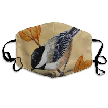 

Dustproof Washable Reusable Chickadee And Autumn Leaves Painting Mouth Cover Mask Respirator Germ Protective Warm Windproof