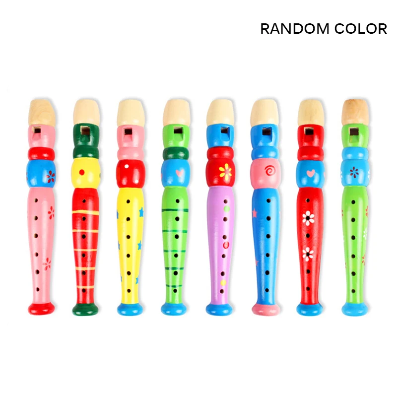 Educational Musical Toy Wooden Trumpet For Kids Toy Gift Colorful Wooden Musical Instrument Mini Instrument Trumpet Baby Gift - Цвет: 1 pcs Random Color