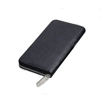 

New Leather Long Zipper Men's Wallet Water Ripple Mobile Phone Zero Wallet