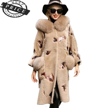 Billige Neue Mode Frauen Lange Winter Hülse Verdicken Warme Kapuzen Reißverschlüsse Hohe Qualität Weibliche Taschen Fuchs Pelz Faux Pelz Mantel CY452