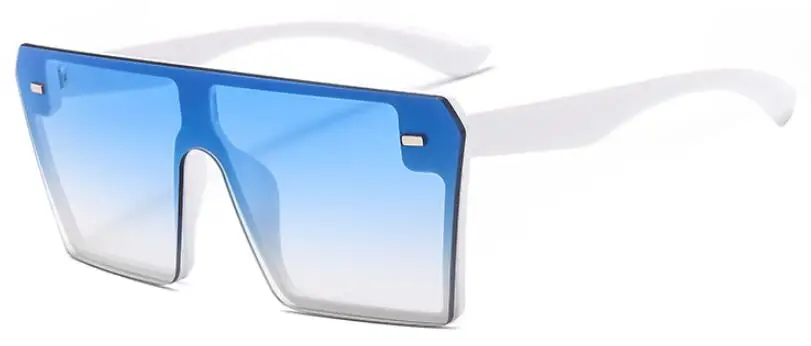Модные большие квадратные женские солнцезащитные очки с плоским верхом, черные градиентные негабаритные очки, трендовые мужские и женские солнцезащитные очки UV400 - Цвет линз: white blue
