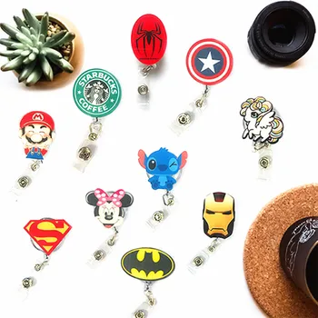 

Wholesales 30 Pieces Quality Retractable Nurse Badge Reel Clip Cute Cartoon Coffee Mickey Fashion Students ID Card Badge Holder