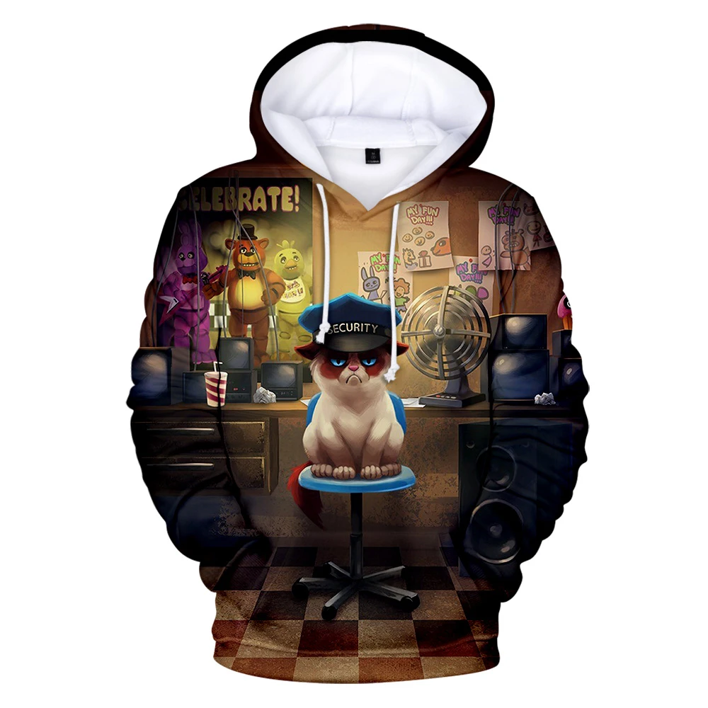 Толстовки Five Nights at Freddy, осенне-зимние теплые популярные толстовки с длинными рукавами, модные повседневные топы с 3D принтом, толстовки