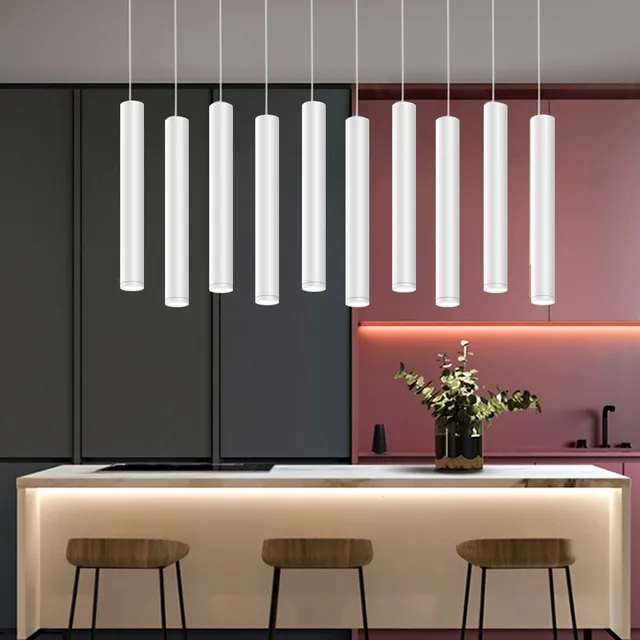 Modern LED Pendant Light Long Tube Pendant lamp Cylinder Pipe Hanging Lamp LED Lights Lighting e607d9e6b78b13fd6f4f82: Black body|Orange|White Body