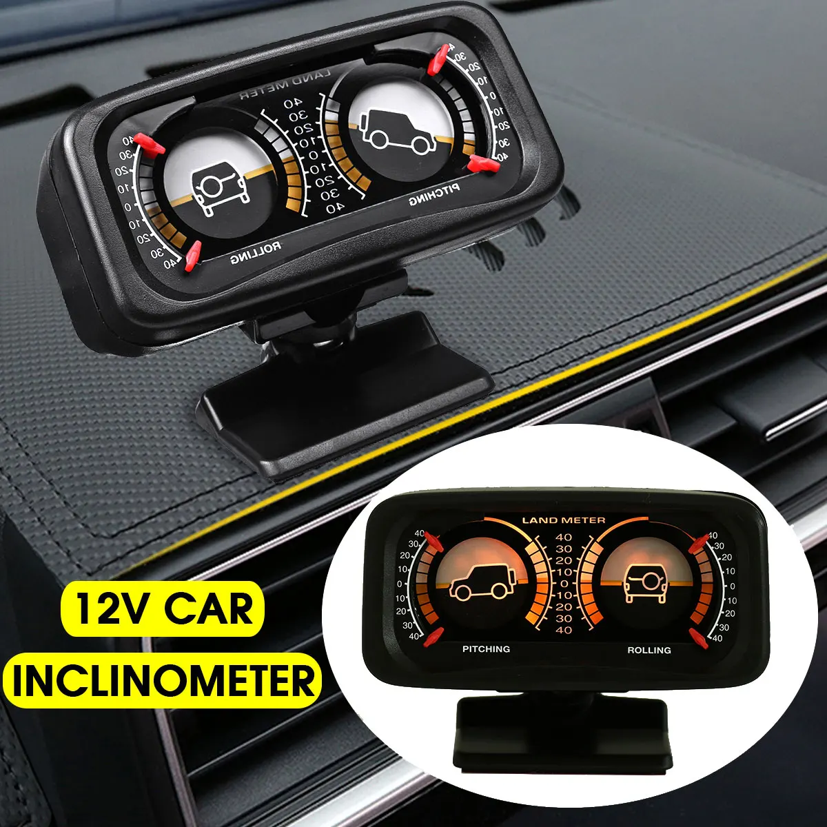 12V автомобильный угол наклона с двумя панелями подсветки Инклинометр для компаса
