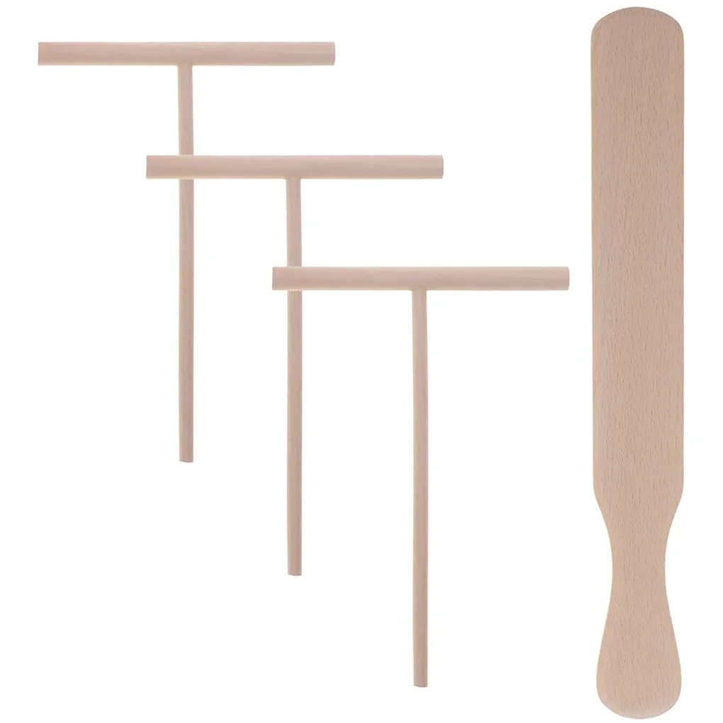 

4Pcs/set Wooden Crepe Maker Spreader Home Kitchen Breakfast Crepe Pancake Maker Cooking Tool Kit
