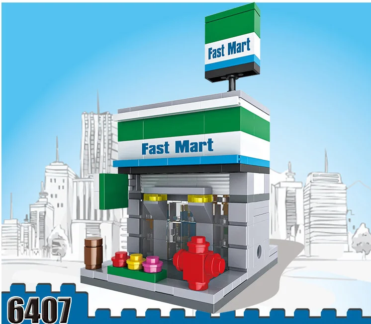 Детские строительные блоки игрушки 3D Мини город улица вид магазин Diy серии для детей подарок совместимы - Цвет: Бургундия