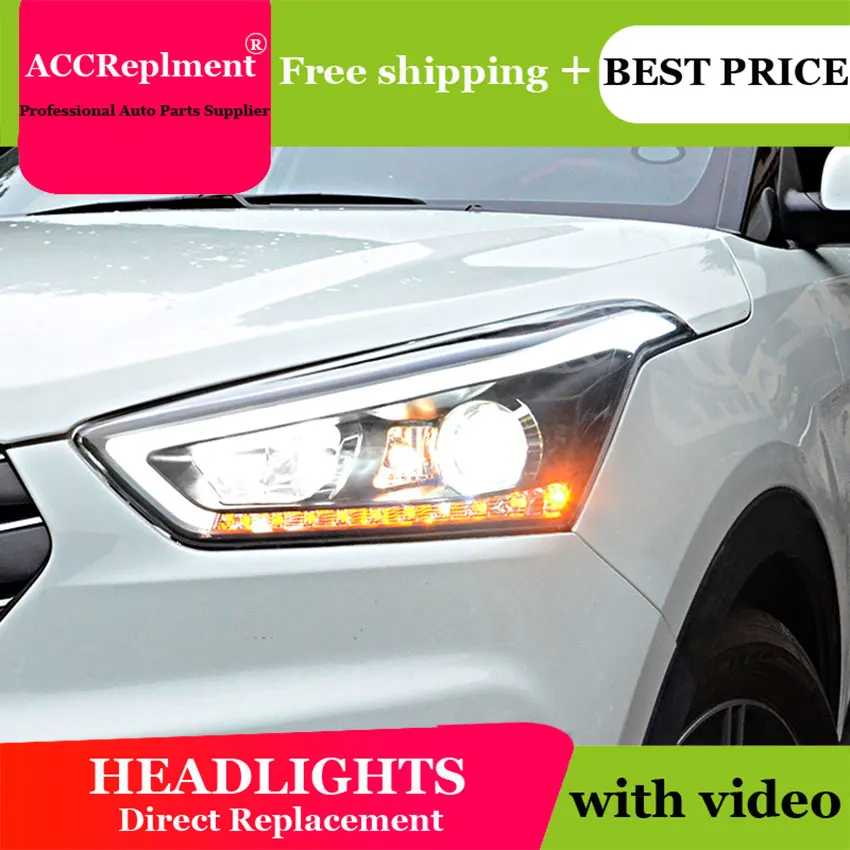 Автомобильный Стайлинг для hyundai IX25 фары- IX25 светодиодный фонарь светодиодный drl H7 hid Bi-Xenon двойные линзы ближнего света