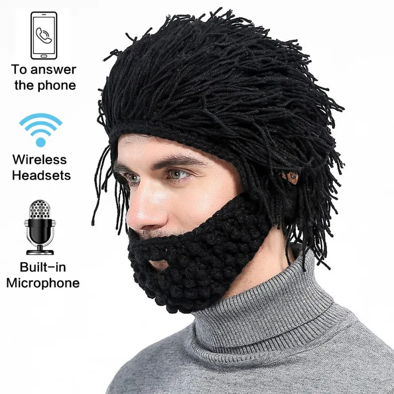 Bluetooth шапка парик борода вязаная шапочка зимние аксессуары для моделирования теплый рождественский подарок на год музыка шляпа