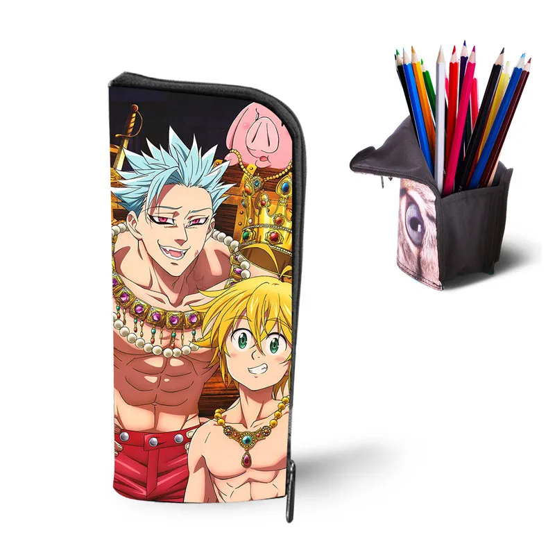 Детская школьная сумка в стиле аниме «Seven Deadly Sins», комплект для мальчиков и девочек, классная мультяшная школьная сумка Nanatsu No Taizai Meliodas Elizabeth - Цвет: LH1074D
