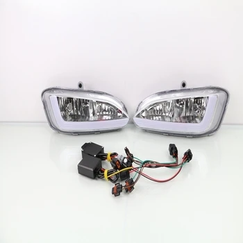 

1 Set White Yellow LED DRL Daytime Running Light With Turn Signals Lamps Fog Driving Lights for Hyundai Santa Fe IX45 2013-2015