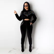 Женские спортивные костюмы, спортивный костюм, женский костюм, зимний модный женский костюм с блёстками, на завязках, с длинным рукавом, с капюшоном, костюм для отдыха# g4