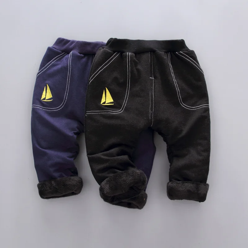 BOY'S Brushed And Thick Lettered Printed Pants Winter New Style Casual Western Style out Clothes Fashion