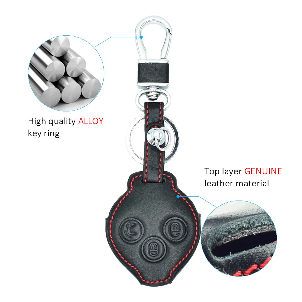 Leather Car Key Case For Mercedes Benz Fortwo Forfour SMART City Roadst Remote Fob Shell Cover Skin Protect Bag Auto Accessories Key Case Key Case Cover