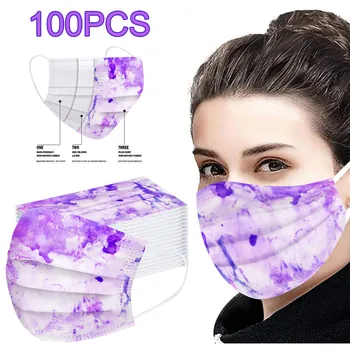 

100pc Unisex Tie Dye Face Masks Print Lovely anti Gas Dust windproof 3ply Mouth Face Masks Breathable Mouth Cover Mascarilla