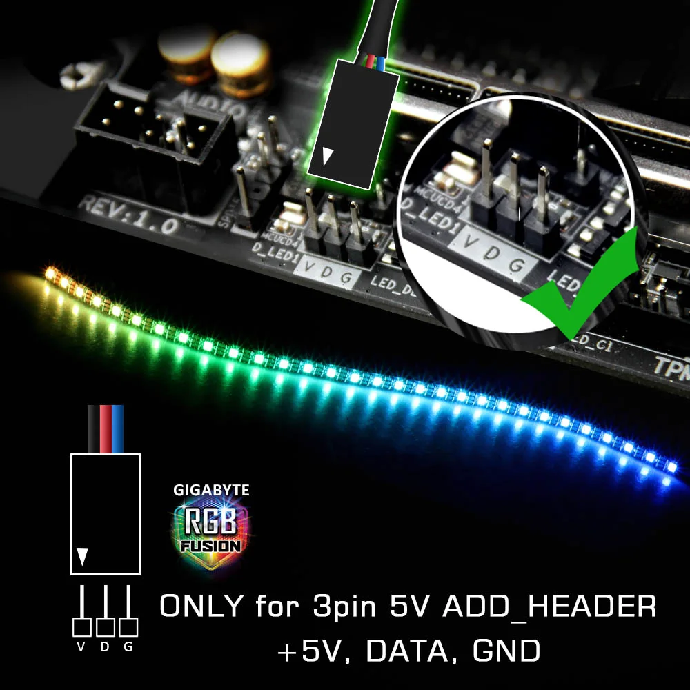 Motherboard Addressable 5V 3 Pin PC LED Strip RGB PC LED Strip Light ,For GIGABYTE RGB Fusion