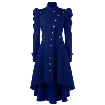 

Women's Parka Elegant Vintage Steampunk Long Coat Gothic Overcoat Ladies Retro Jacket Woolen Tuxedo Coat Casacas Para Mujer N9