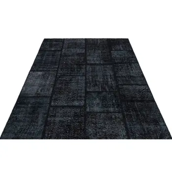 

Handmade Black Vintage Overdyed Patchwork Area Rug 160x230 Cm-5'3''X7'7''