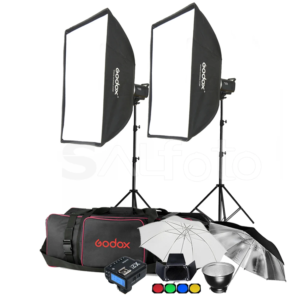 

2pcs Godox MS200 200Ws / MS300 300Ws Studio Flash Light Kit + X2T 2.4G Wireless Transmitter Compact Photo Strobe Stand Softbox