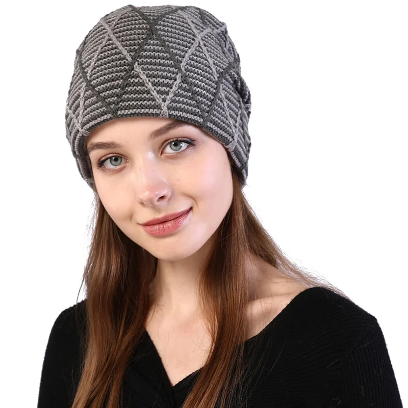 

Winter Warm Loose Wool Hat Female Elastic Baggy Crochet Caps Fashion Women Beanie Hats Knit Cap