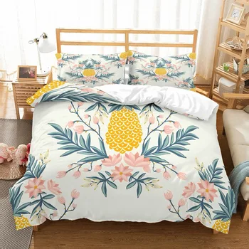 

Pineapple Fruits Leaves Kids Duvet Cover Twin Full Queen King Size Bed Cover Summer Bed Linen Set 2/3 Piece for Teens Boys