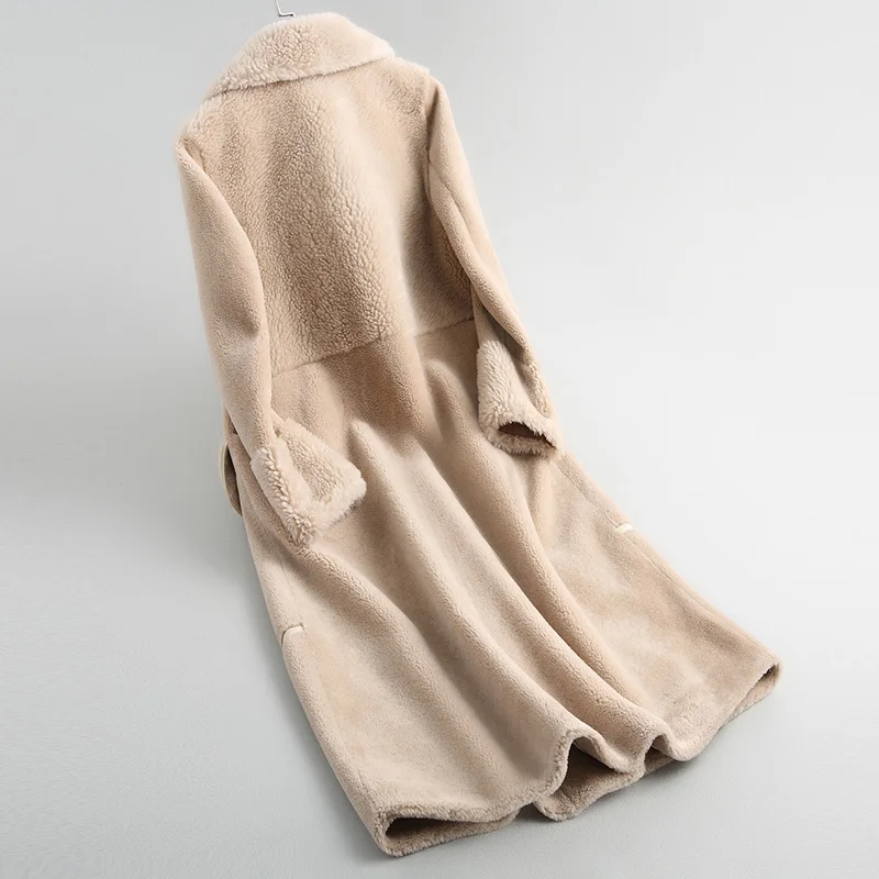 Роскошная женская шуба из овечьей шерсти 2020 модная натуральной Женская длинная