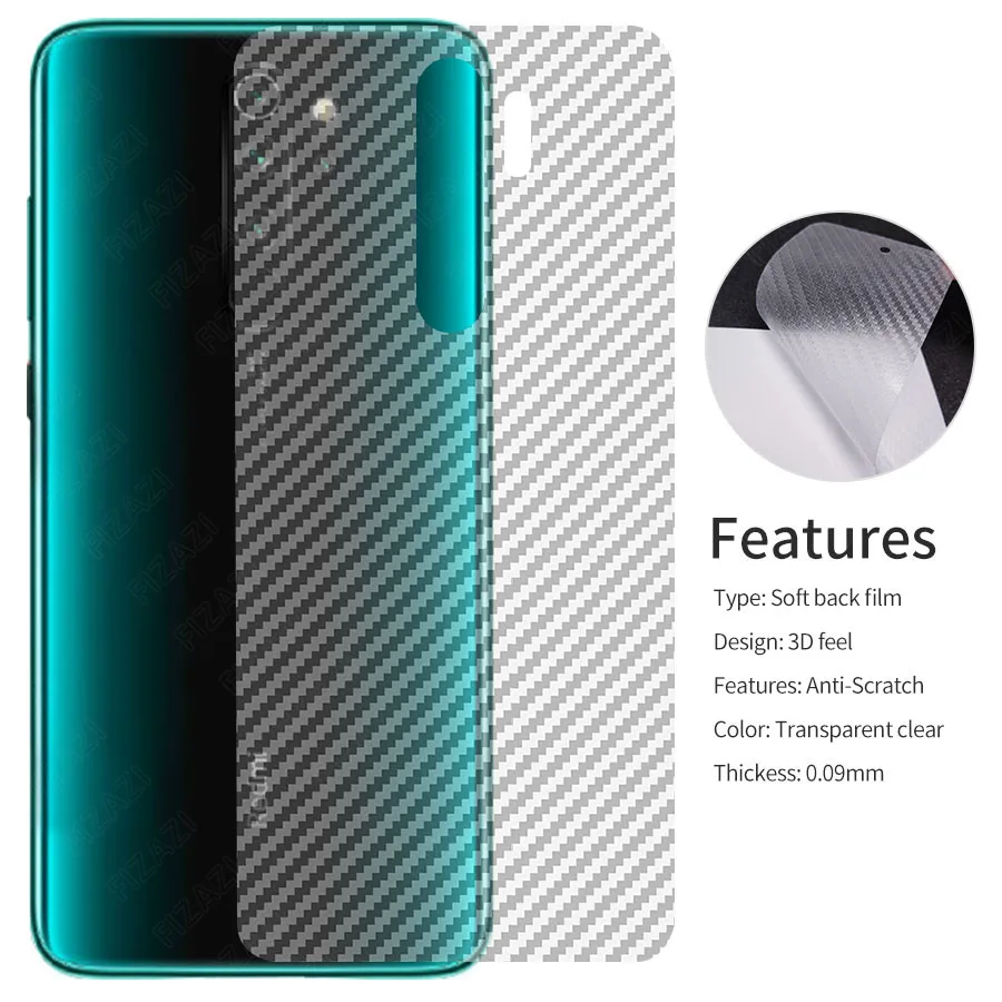 

10Pcs Xiaomi Redmi Note 8 Carbon Fiber Back Film For Xiaomi Redmi Note 8 Pro Back Film Protector Full Back Cover Not Glass