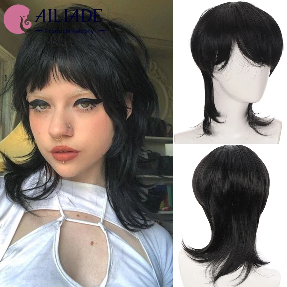 

AILIADE Synthetic Short Straight Wigs for Men Women Black Blonde Cosplay Party Halloween Wig Heat Resistant Daily False Hair