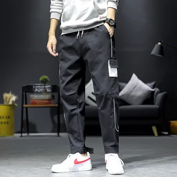 

Green Patchwork Fashion Men Hip Pop Green Loose Pant Plus Size M-5XL trousers Sweatpant Casual Pockets water-washed Pants