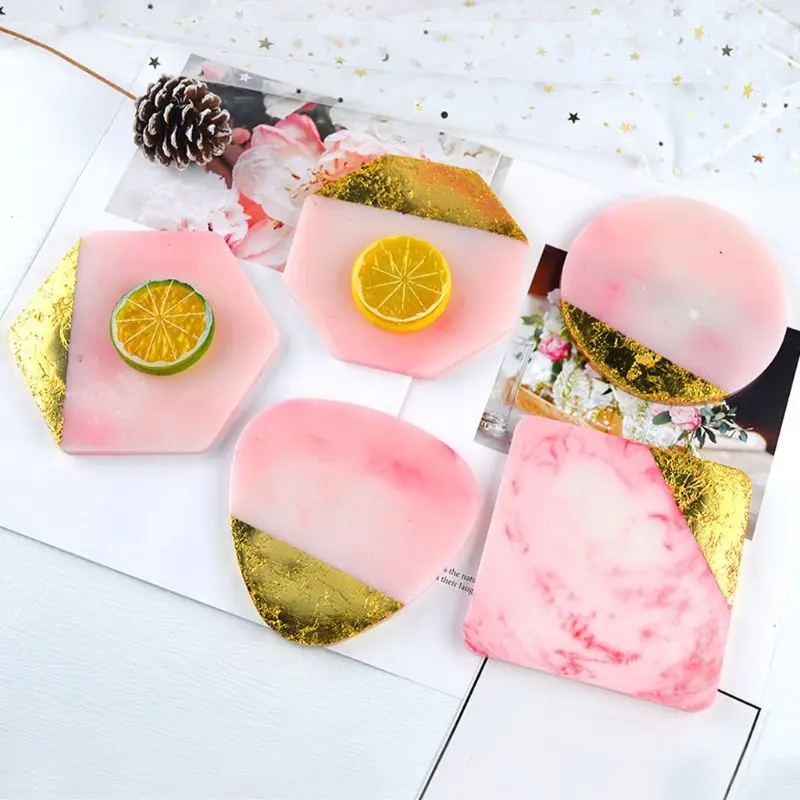 

DIY Irregular Coasters Epoxy Resin Mold Silicone Tray Fluids Artist Tea Mat Mold 83XF