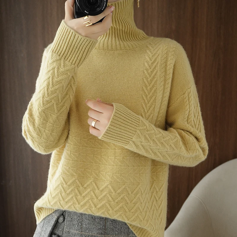 

adohon 2020 woman winter 100% Cashmere sweaters autumn knitted Pullovers High Quality Warm Female thickening Turtleneck