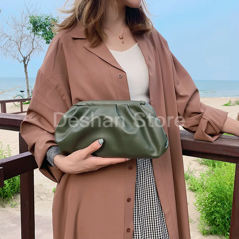 

Women Simple Dumplings Messenger Bag Designer Retro 2020 New Fashion Cloud Female Crossbody Shoulder Bag Tide Handbag Clutch Bag