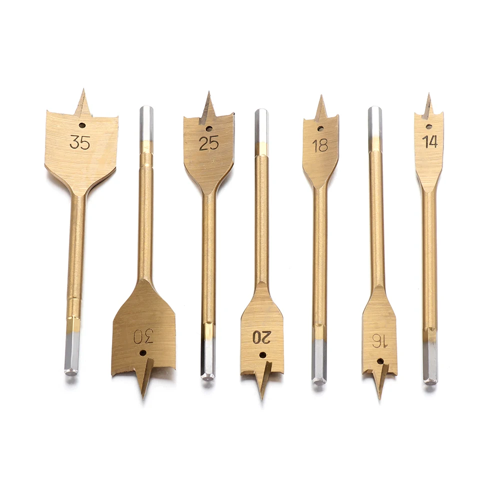 6-35mm Hand Electric Flat Drill Long High-carbon Steel Wood Flat Drill Set Woodworking Spade Drill Bits Durable Woodworking Tool