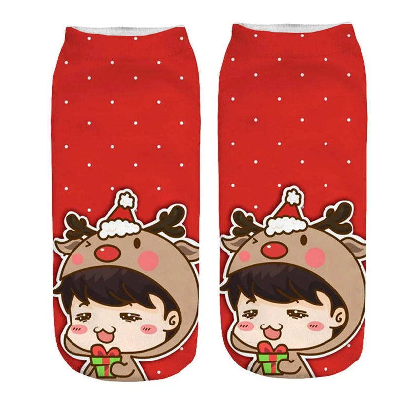 3D Christmas sports socks men and women yoga warm socks Santa Claus elk print running casual warm sports socks 30O11 (3)