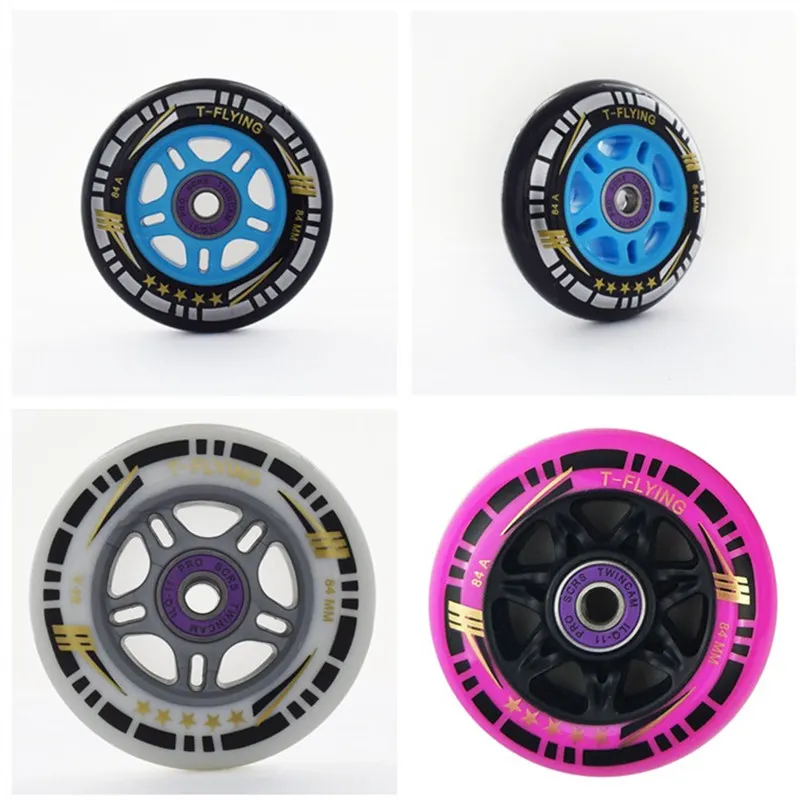 

84mm 84A High Rebound Inline Skates Wheel for Powerslide for MPC for CITYRUN Blue Silver Pink Black Speed Race Skating 8 pcs/lot