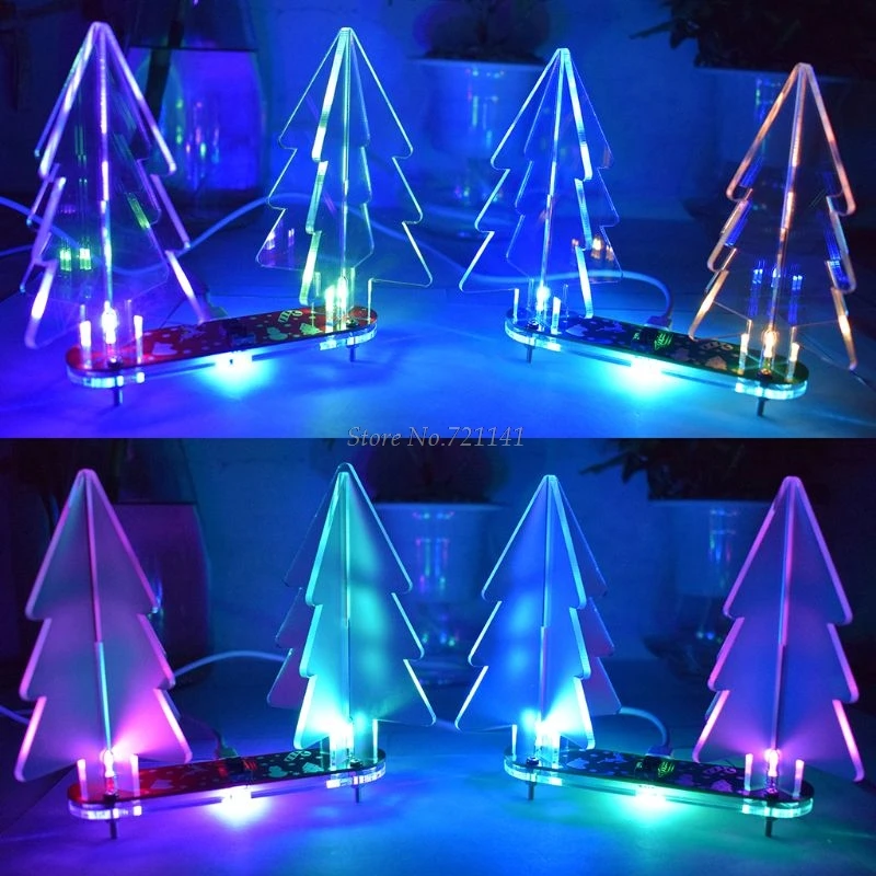 Рождественский подарок X-mas DIY полноцветный светодиодный 3D Акриловый Электронный Обучающий набор для рождественской елки с акрилом и Прямая поставка