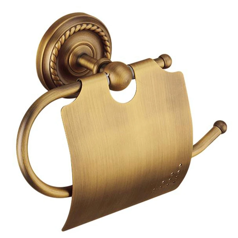 

1Pcs Brass Wall Mount Toilet Paper Bathroom Tissue Antique Holder Storage Shelf Dispenser for Bathroom