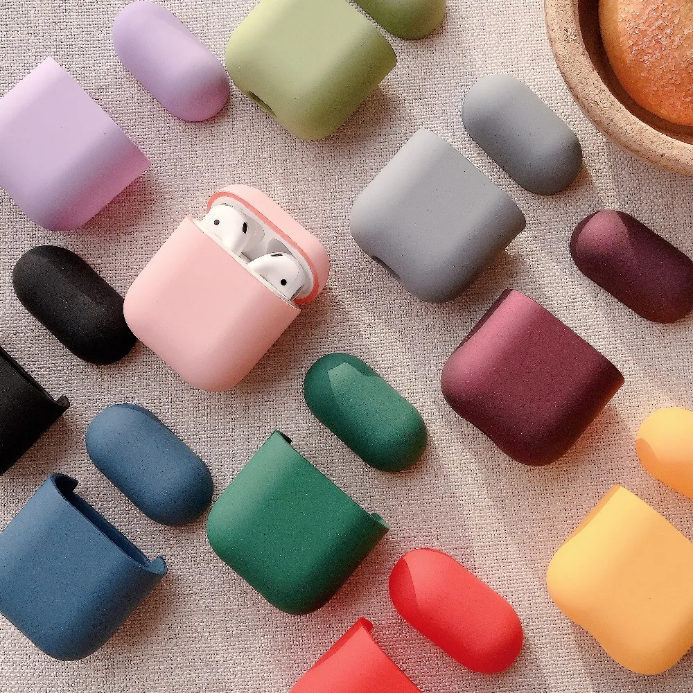 Чехол для Apple AirPods 1 2 Boite матовый песчаник милый цветной наушник Конфеты Крышка Air Pods защита AirPods2 Роскошные, жесткие, ПК кожа для iphone AirPods черные простые аксессуары розовые беспроводные противоударные Матовые чехлы
