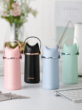 

Stainless Steel Thermal Bottle Mini Creative Sports Kettle Creative Thermos Bottle Cat Vacuum Thermal Insulation Cup FF70P