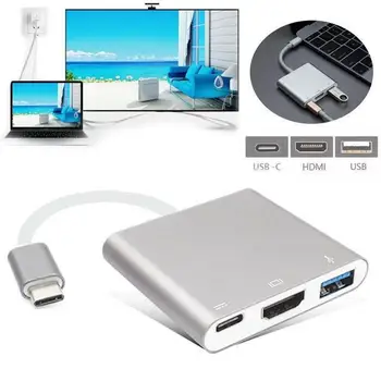 

1PC Aluminum Shell Three-in-one Hd Conversion Cable Usb3.1-turn Hdmi Trans-wire Type-c-turn Hdmi Converter