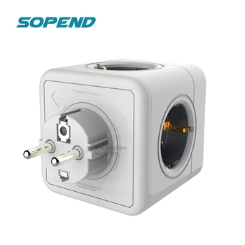 

Sopend Socket Travel Plug Power Strip Powercube 4 Outlets Smart Electrical Power Extension Cube with Usb Travel Plug Wall Socket