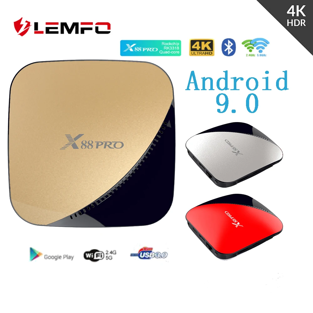 LEMFO X88 PRO 9,0 Android tv Box 4K 2,4G/5G WiFi 4 Гб ram 64 ГБ 32 ГБ RK3318 медиаплеер Youtube Google Play Smart tv Box