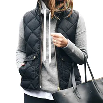 

Slim Down Cotton Women's Jacket Sleeveless Puffer Vest waistcoat Winter Coat
