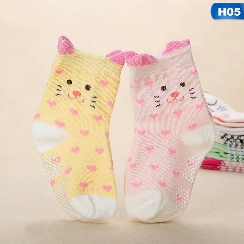 2 пар/компл. с рисунком персонажей из мультфильмов детские носки с объемными ушами Детские носки нескользящие носки-тапочки