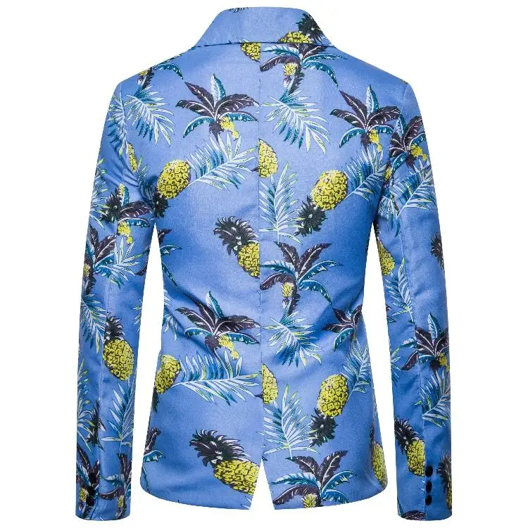 Повседневные мужские блейзеры костюмы Slim fit Цветочные мужские блейзеры пиджак с одиночной пуговицей костюм Гавайский стиль